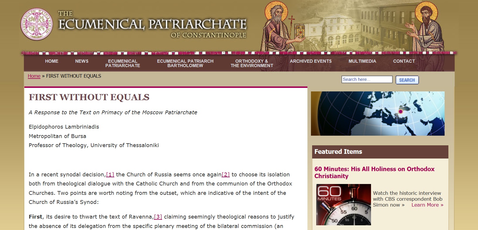 Un passo in più verso l'uniatismo al Patriarcato Ecumenico