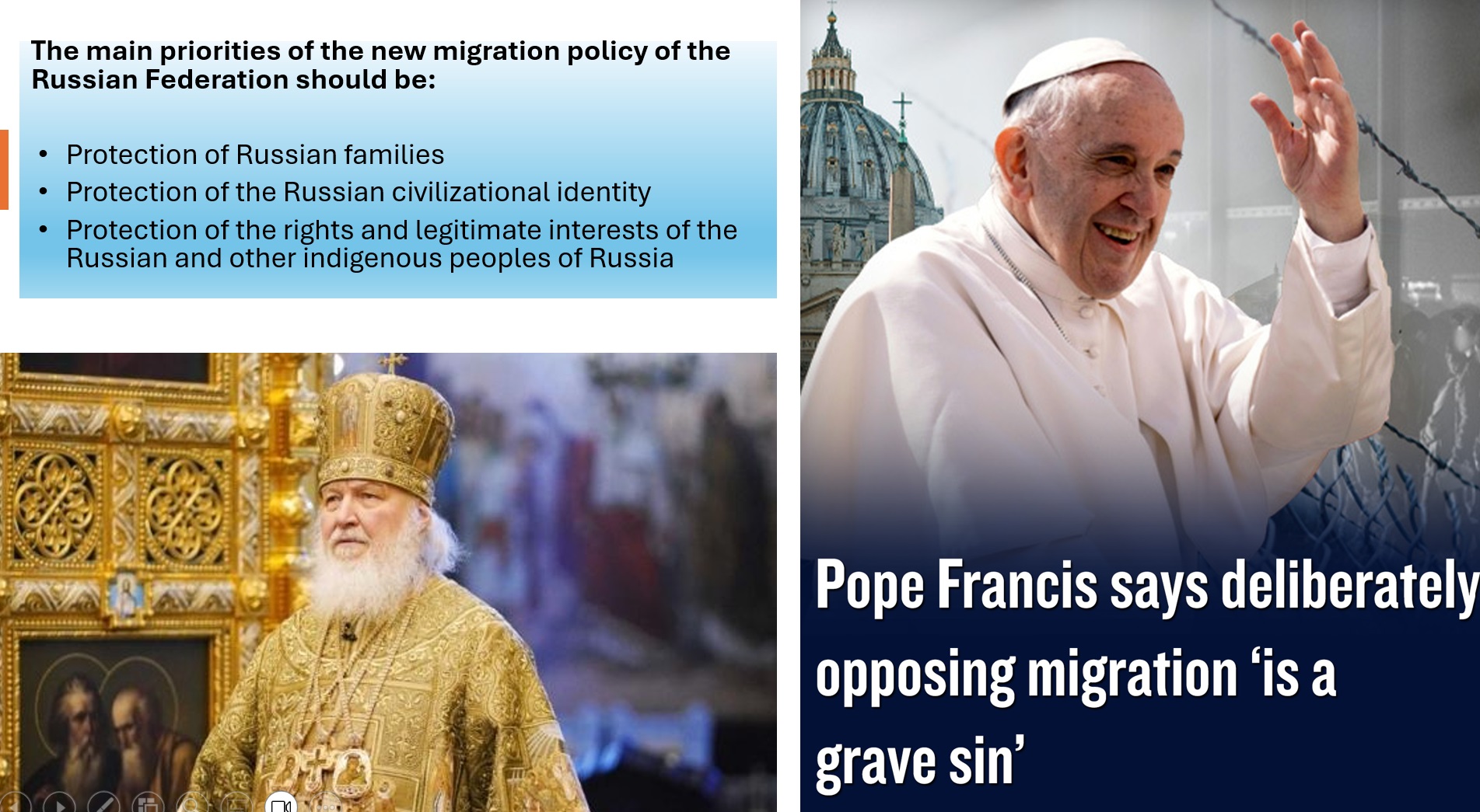 Papa Francesco e la Chiesa romana a confronto con l'Ortodossia sull'immigrazione